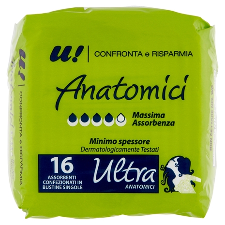 16 Assorbenti Ultra Anatomici U! Confronta e Risparmia